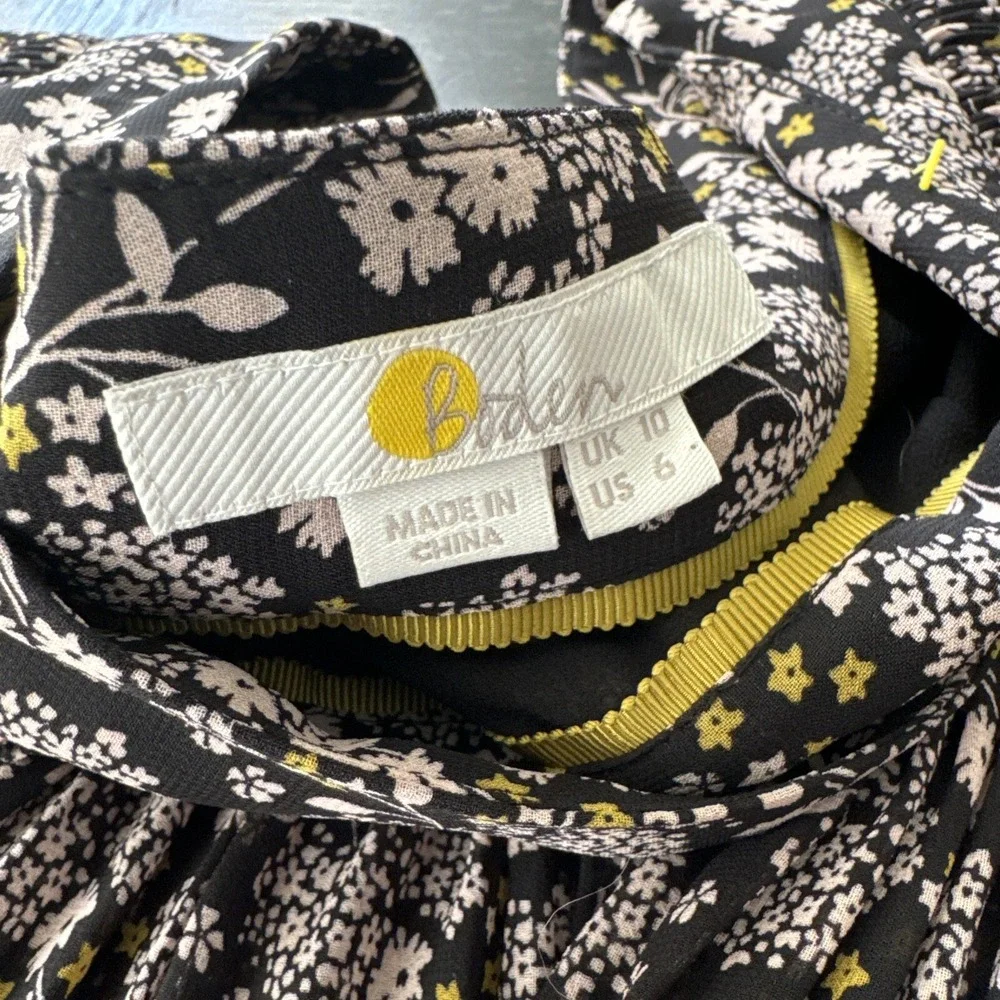 New $130 Boden Plisse Mini Skirt Multi Pleat  10 Us 6 Black Prairie Garden R0178